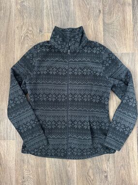 Old Navy Dark Charcoal and Gray Fair Isle Fleece Jacket